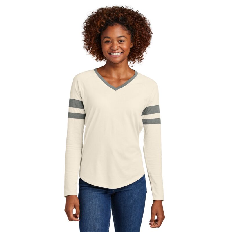 Women's Halftime Stripe Long Sleeve V Neck Tee Thumbnail