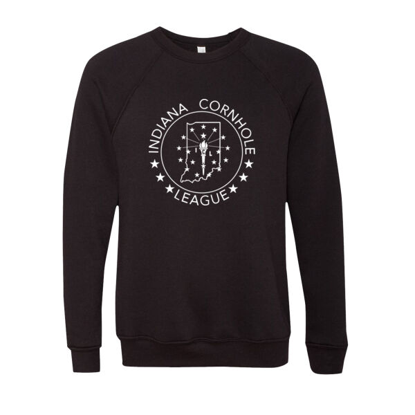 Indiana Cornhole League - Sponge Fleece Raglan Crewneck Sweatshirt White Print Thumbnail