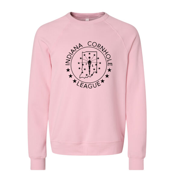 Indiana Cornhole League - Sponge Fleece Raglan Crewneck Sweatshirt Black Print Thumbnail