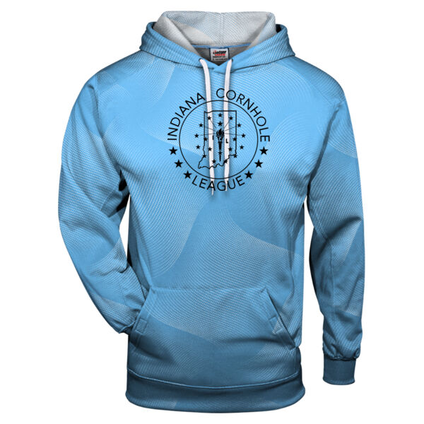 Indiana Cornhole League - Warp Hooded Sweatshirt Black Print Thumbnail