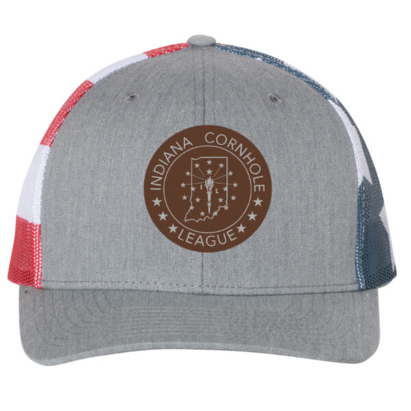 Indiana Cornhole League FLAG HAT - Printed Mesh Trucker Cap  Thumbnail