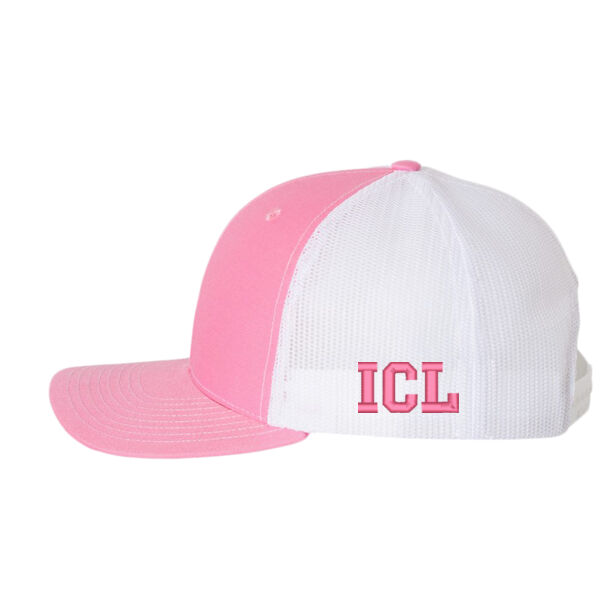 Indiana Cornhole League Pink Hat - Snapback Trucker Cap Thumbnail
