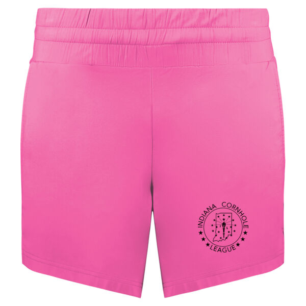 Indiana Cornhole League - Eco Revive™ Women's Ventura Soft Knit Shorts Black Print Thumbnail